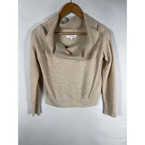 Intermix Women's Size P Beige Cowl Neck‎ Wool Cashmere Blend Sweater